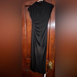 Black Ruched Pencil Maxi Dress